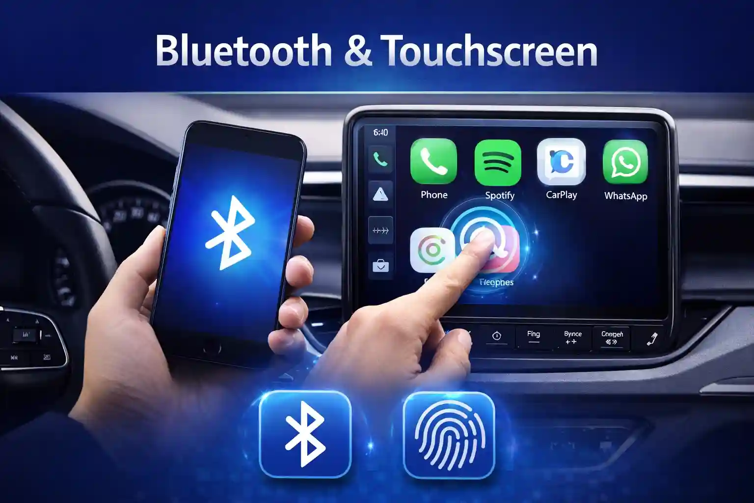 Bluetooth en Touchscreen autoradio dashboard