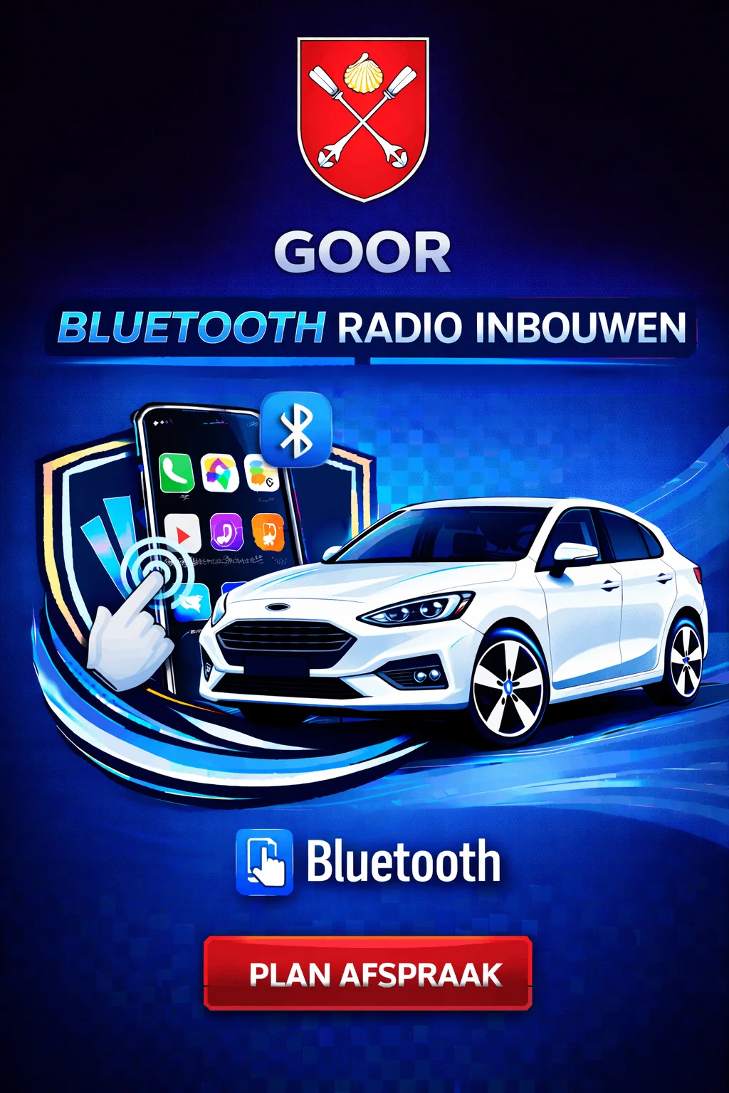 Auto interieur met modern touchscreen navigatie rijdend door landelijk gebied nabij Goor