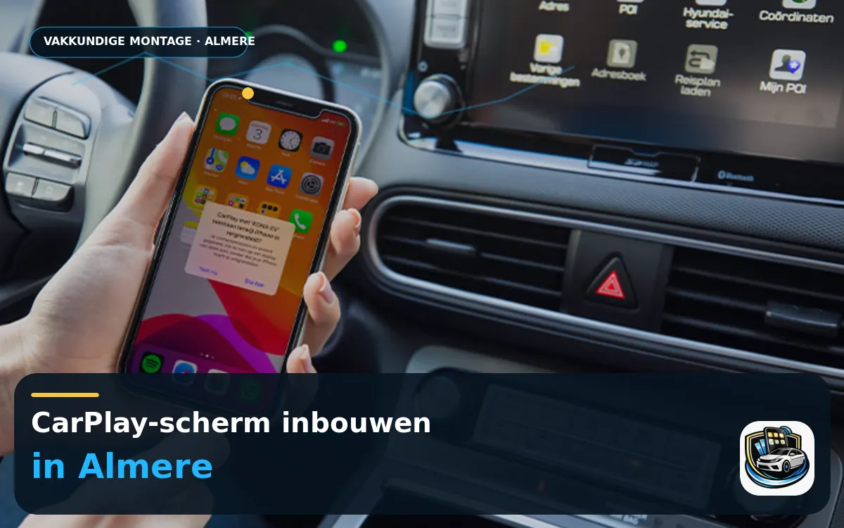 CarPlay Inbouwen Almere — CarPlay-scherm en smartphone tijdens gebruik