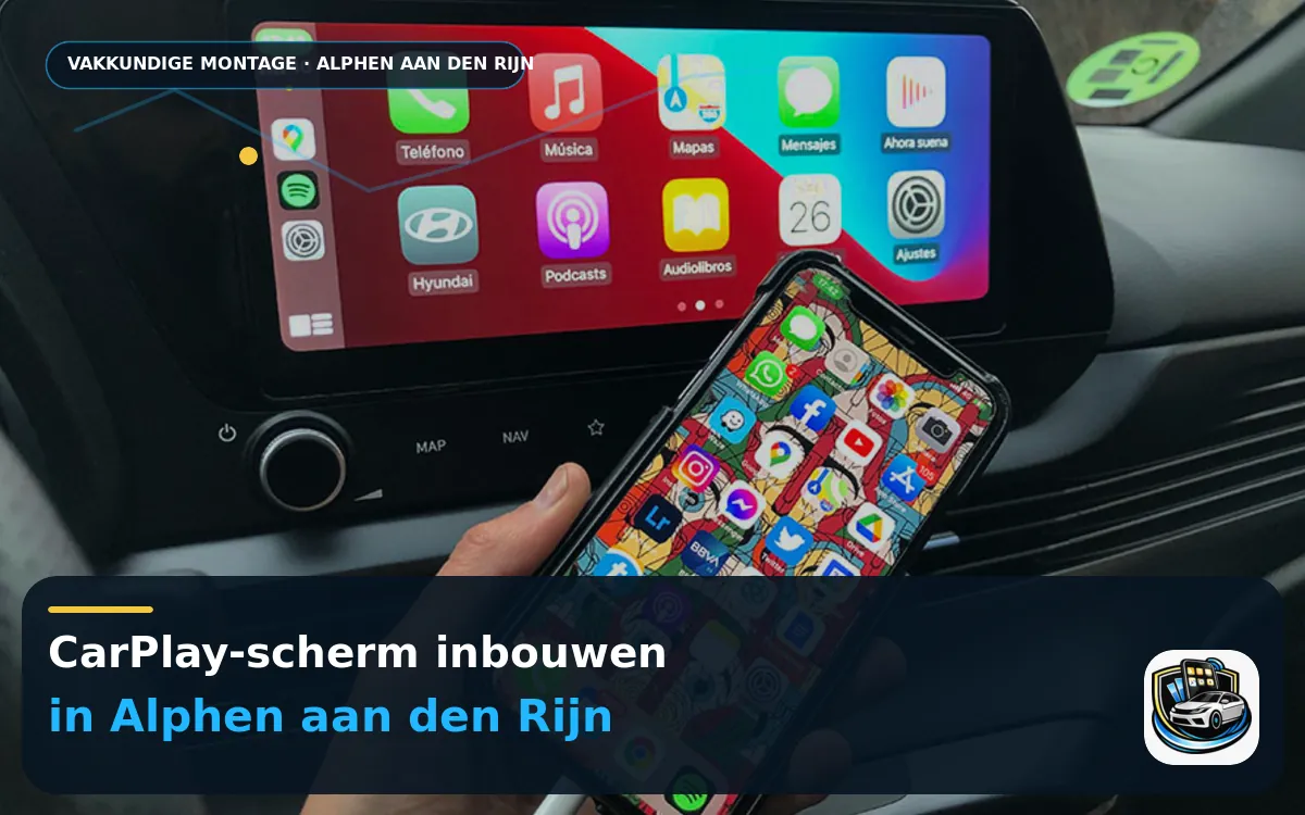 CarPlay Inbouwen Alphen aan den Rijn — CarPlay-scherm en smartphone tijdens gebruik