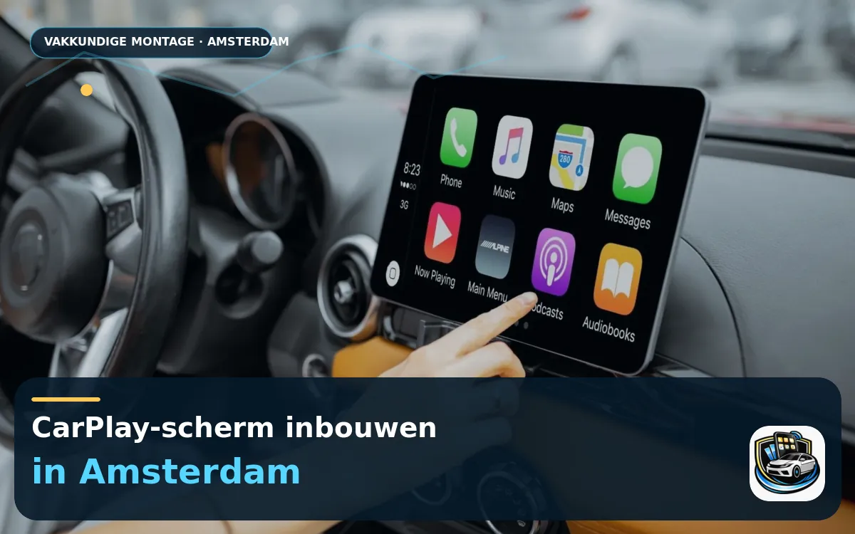 CarPlay Inbouwen Amsterdam — CarPlay-scherm en smartphone tijdens gebruik
