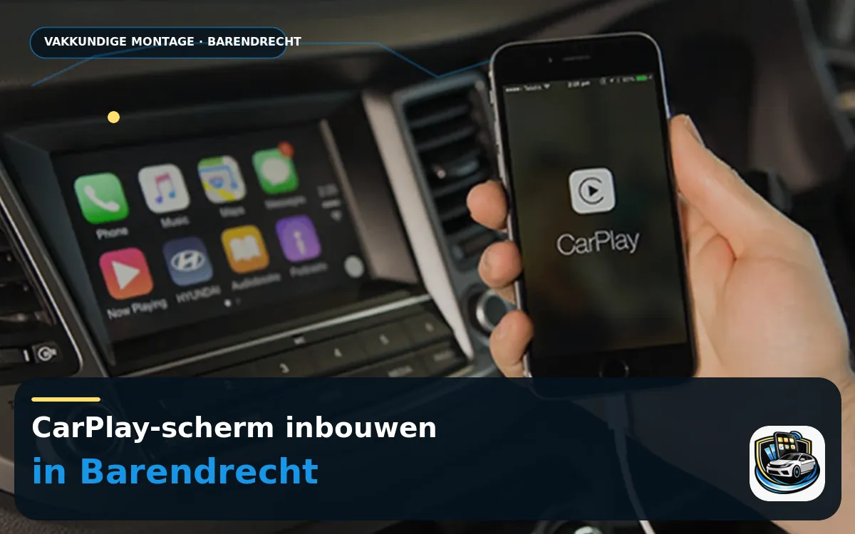 CarPlay Inbouwen Barendrecht — CarPlay-scherm en smartphone tijdens gebruik