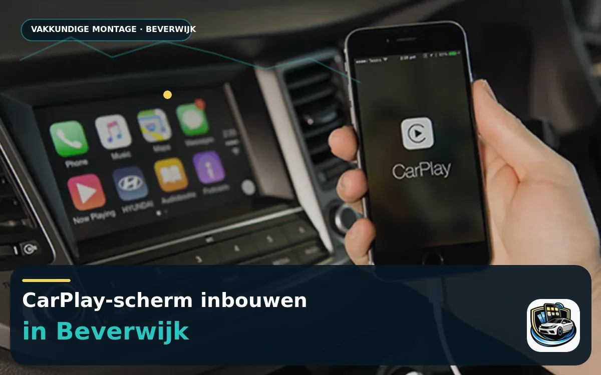 CarPlay Inbouwen Beverwijk — CarPlay-scherm en smartphone tijdens gebruik