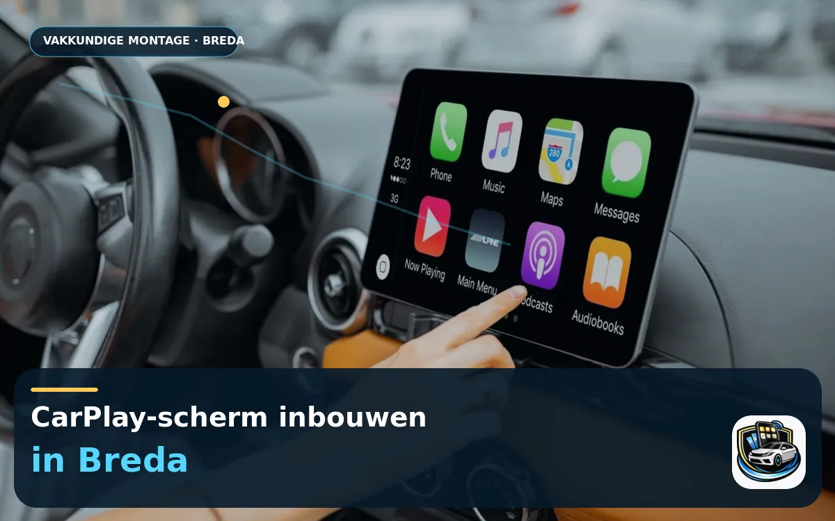 CarPlay Inbouwen Breda — CarPlay-scherm en smartphone tijdens gebruik