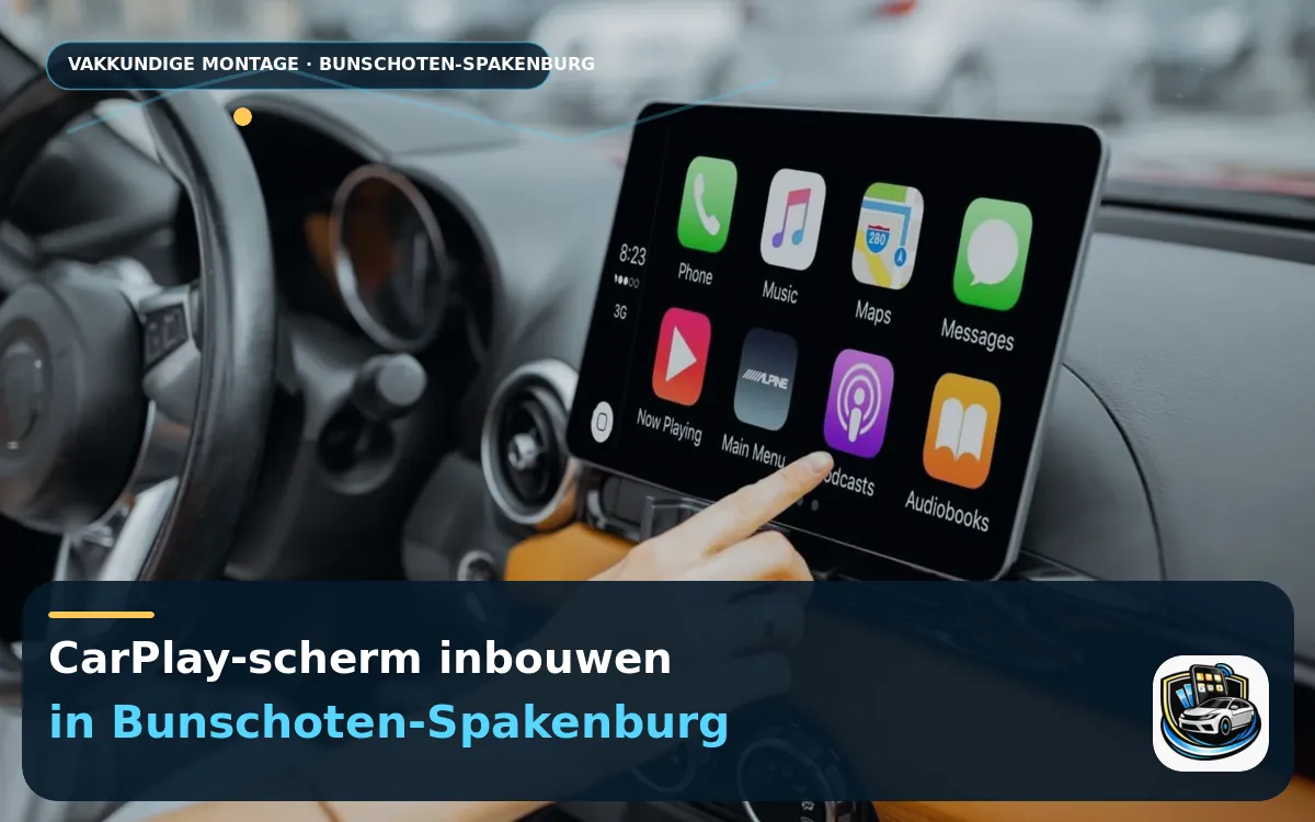 CarPlay Inbouwen Bunschoten-Spakenburg — CarPlay-scherm en smartphone tijdens gebruik