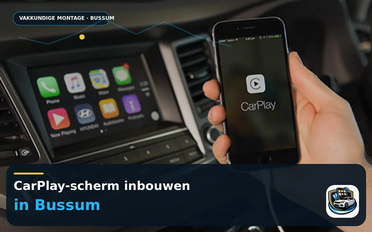 CarPlay Inbouwen Bussum — CarPlay-scherm en smartphone tijdens gebruik