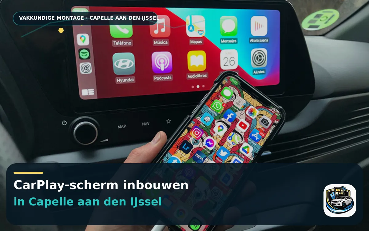 CarPlay Inbouwen Capelle aan den IJssel — CarPlay-scherm en smartphone tijdens gebruik