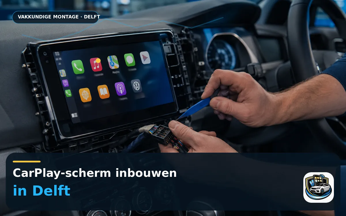 CarPlay Inbouwen Delft — CarPlay-scherm en smartphone tijdens gebruik