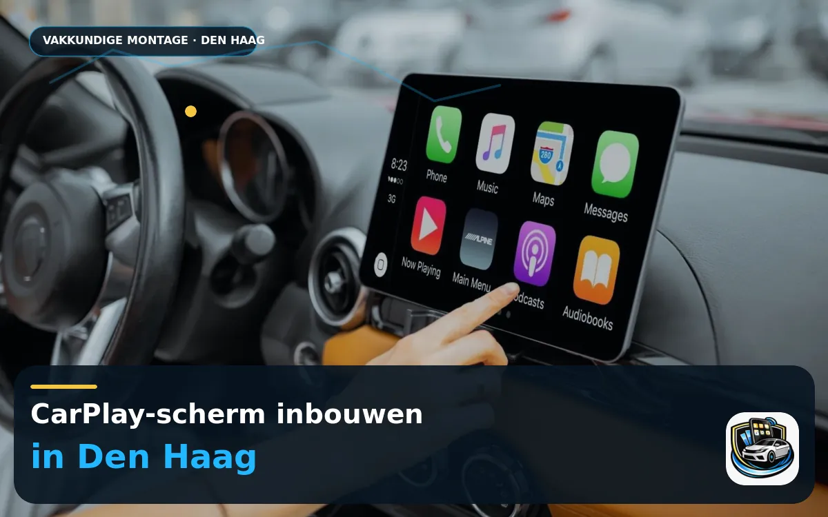 CarPlay Inbouwen Den Haag — CarPlay-scherm en smartphone tijdens gebruik