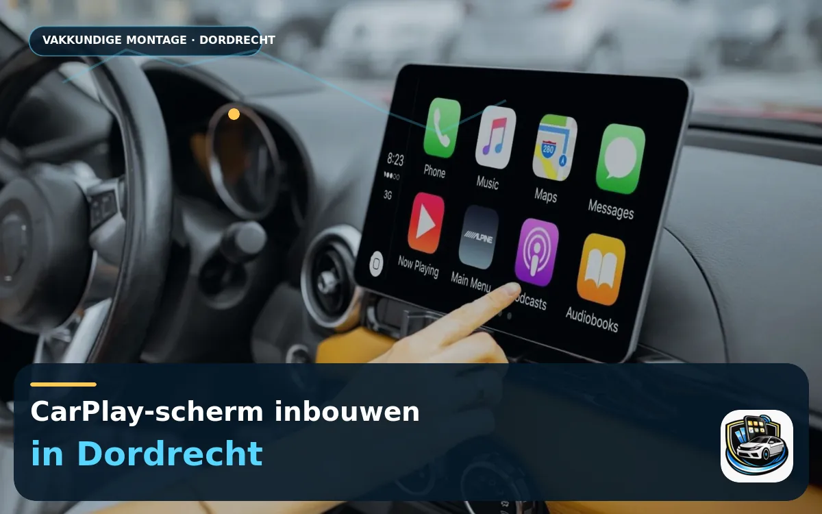 CarPlay Inbouwen Dordrecht — CarPlay-scherm en smartphone tijdens gebruik