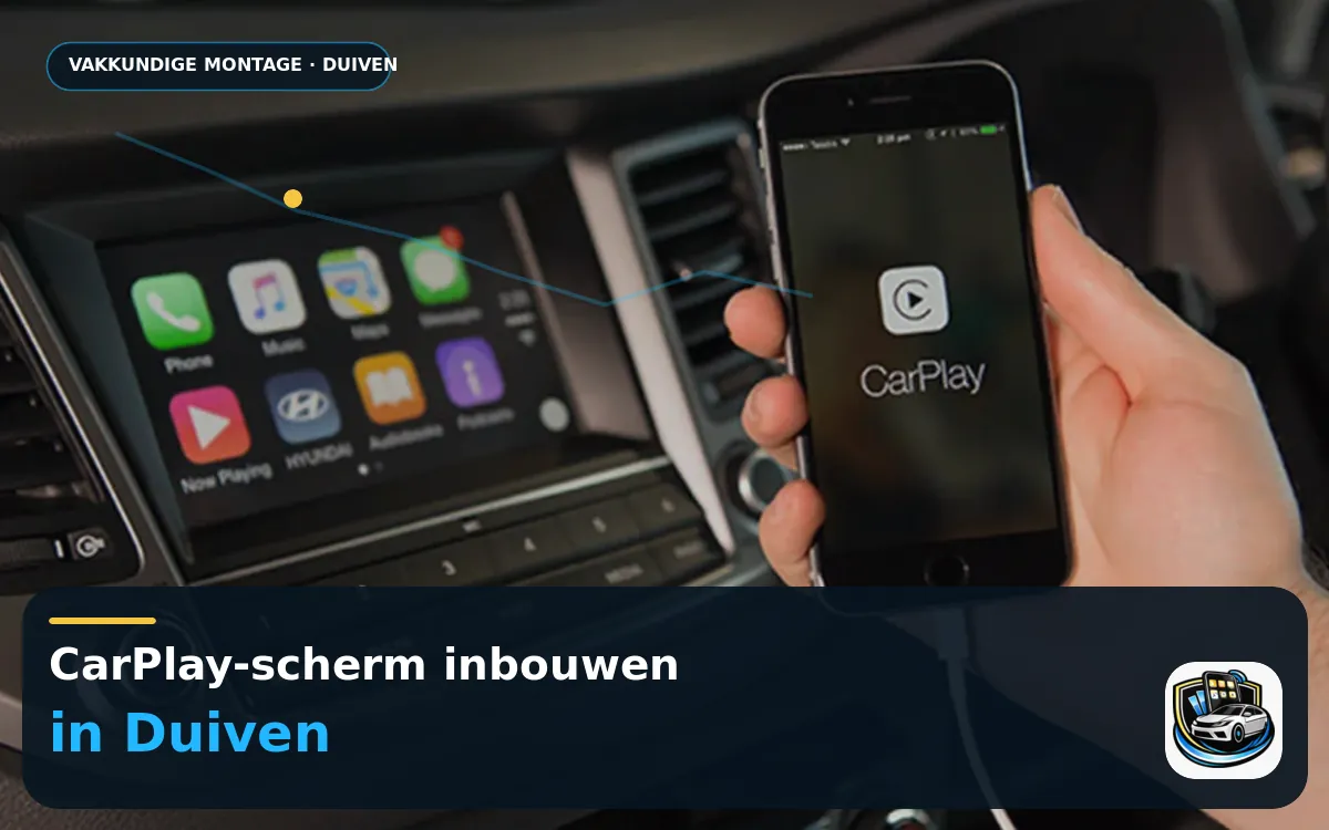 CarPlay Inbouwen Duiven — CarPlay-scherm en smartphone tijdens gebruik