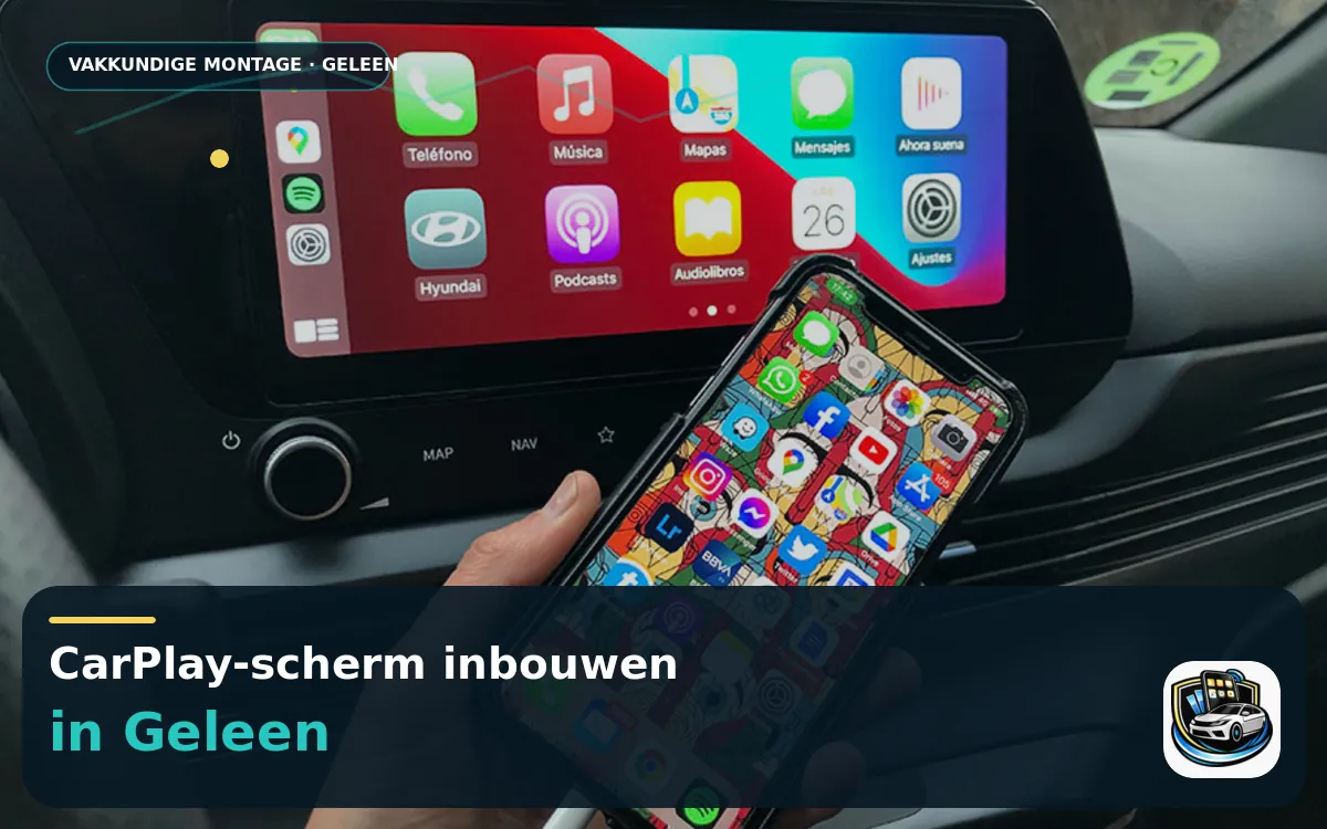 CarPlay Inbouwen Geleen — CarPlay-scherm en smartphone tijdens gebruik