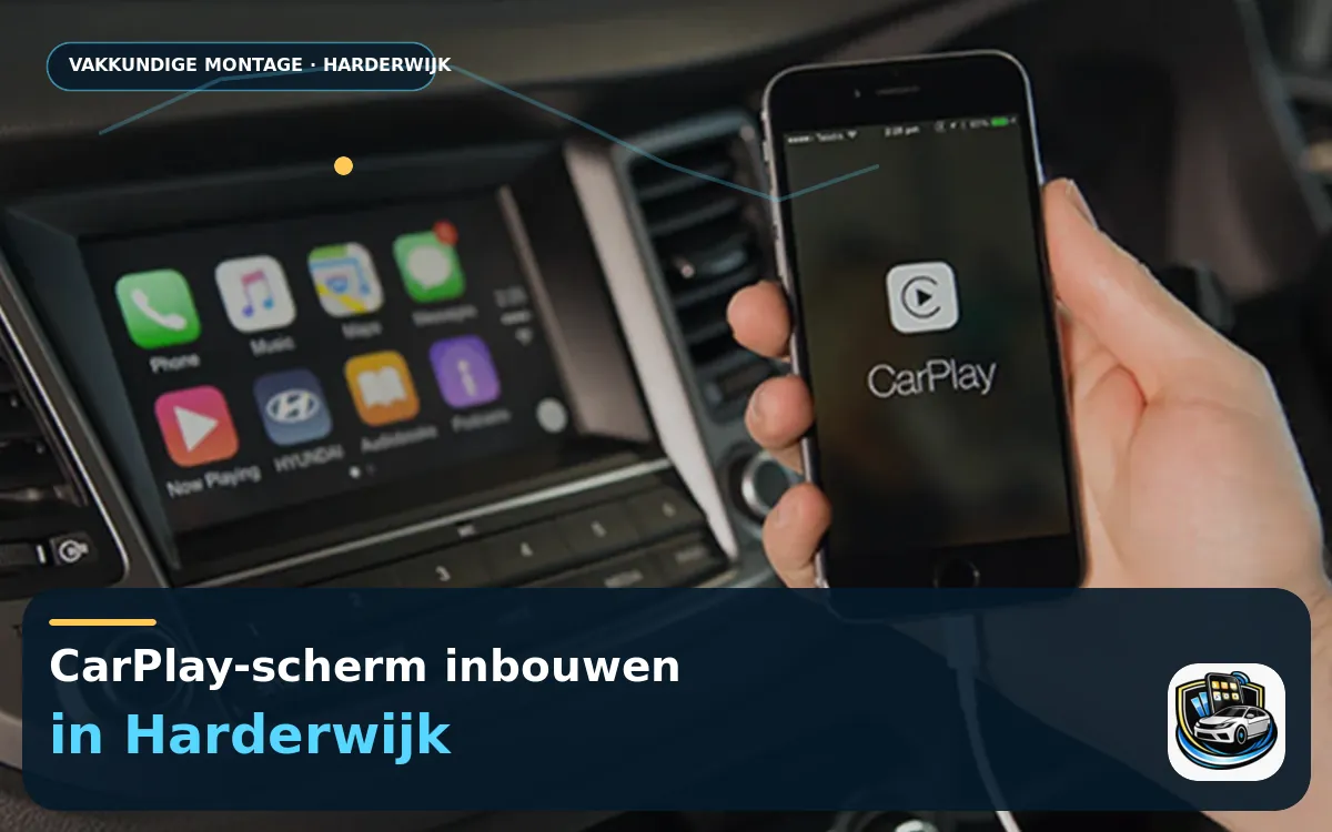 CarPlay Inbouwen Harderwijk — CarPlay-scherm en smartphone tijdens gebruik