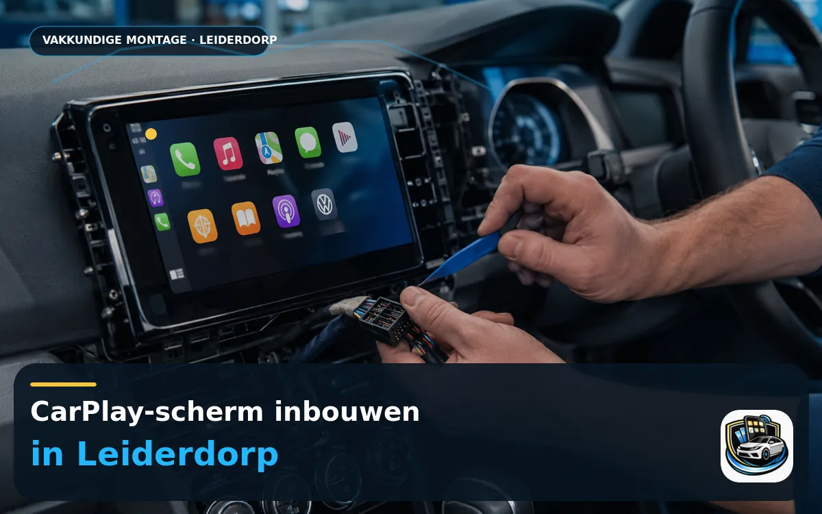 CarPlay Inbouwen Leiderdorp — CarPlay-scherm en smartphone tijdens gebruik