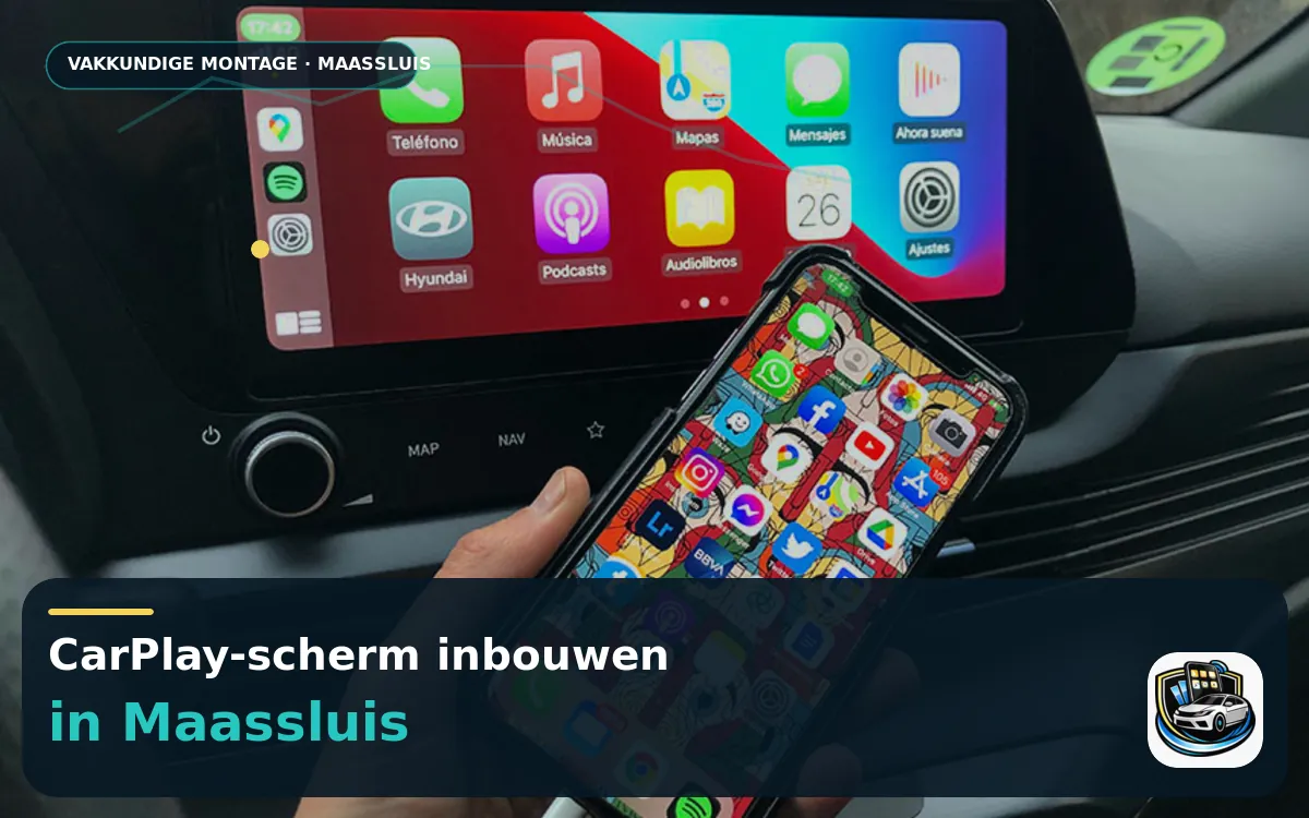 CarPlay Inbouwen Maassluis — CarPlay-scherm en smartphone tijdens gebruik