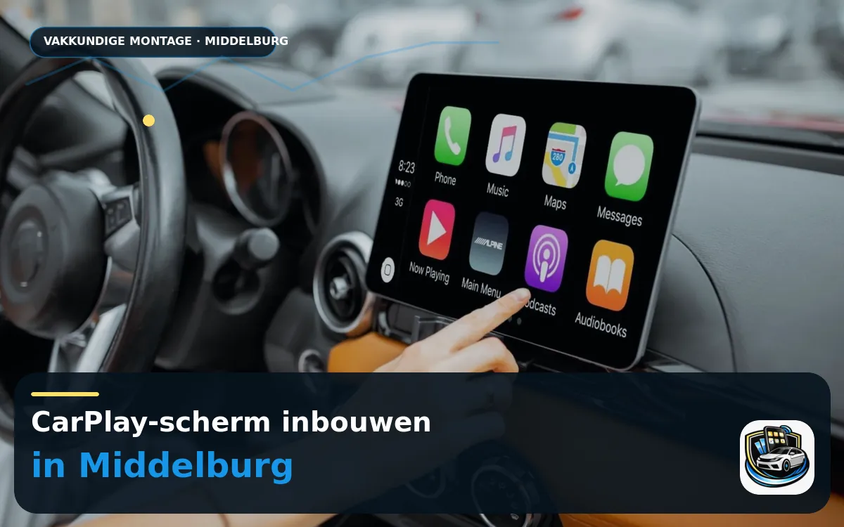 CarPlay Inbouwen Middelburg — CarPlay-scherm en smartphone tijdens gebruik