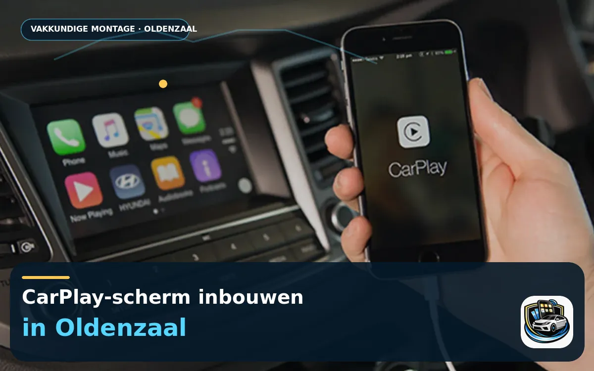 CarPlay & Android Auto Inbouw Oldenzaal — CarPlay-scherm en smartphone tijdens gebruik