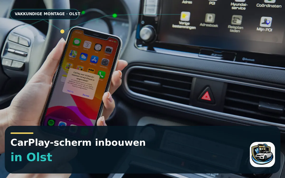 CarPlay Inbouwen Olst — CarPlay-scherm en smartphone tijdens gebruik