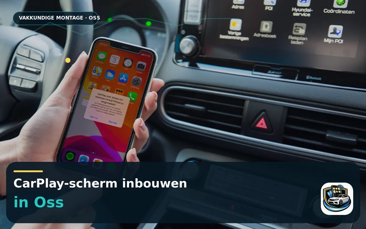 CarPlay Inbouwen Oss — CarPlay-scherm en smartphone tijdens gebruik
