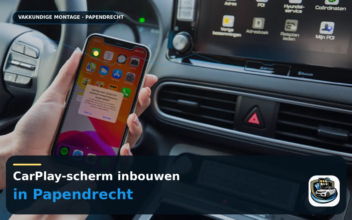 CarPlay Inbouwen Papendrecht — CarPlay-scherm en smartphone tijdens gebruik