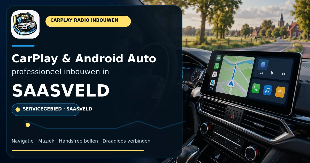 CarPlay Inbouwen Saasveld — CarPlay- en Android Auto-radio in een auto-interieur