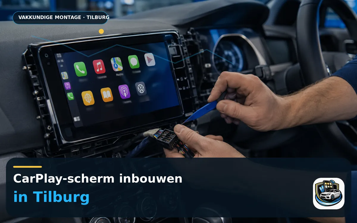 CarPlay Inbouwen Tilburg — CarPlay-scherm en smartphone tijdens gebruik