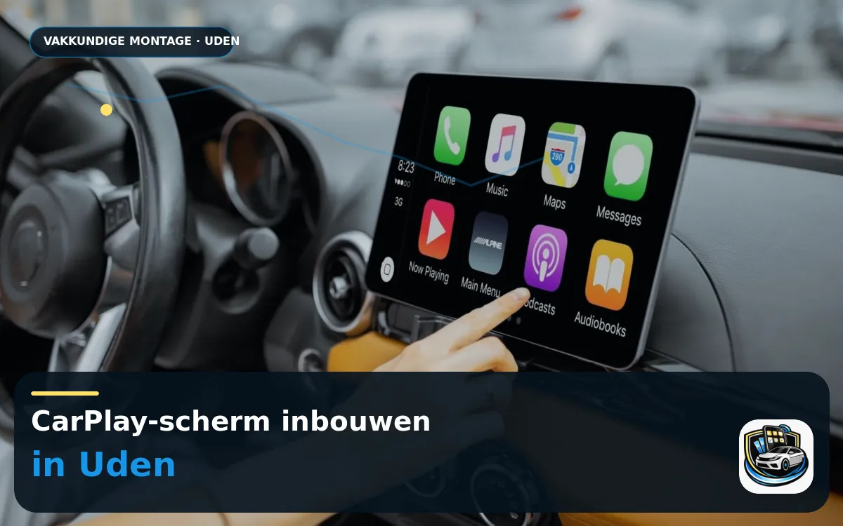 CarPlay Inbouwen Uden — CarPlay-scherm en smartphone tijdens gebruik