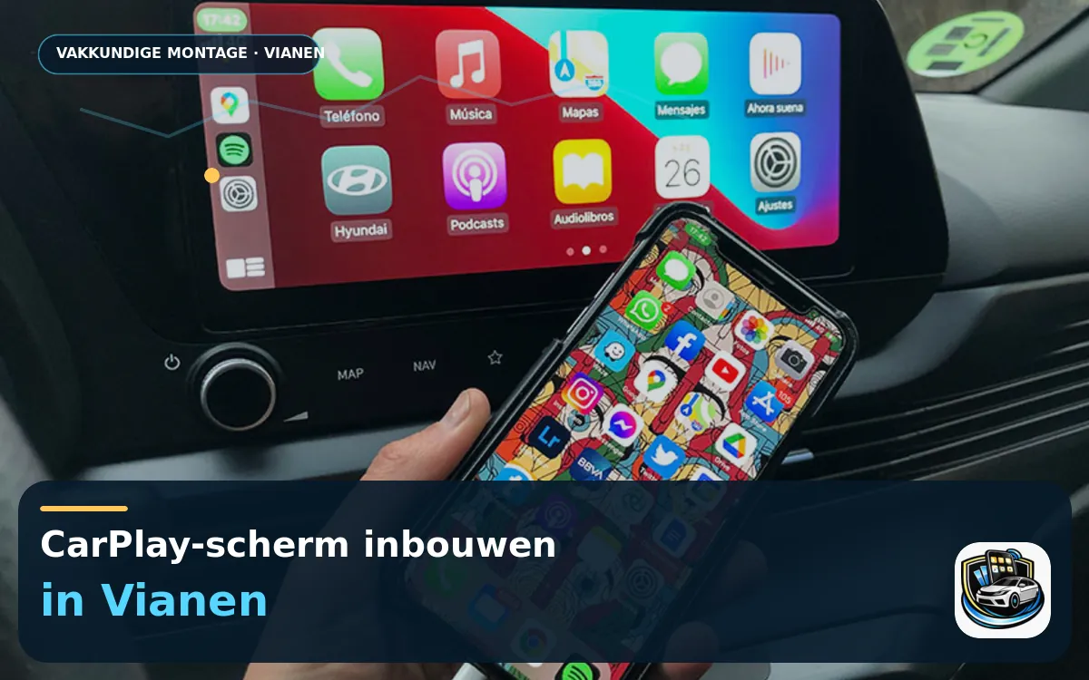 CarPlay Inbouwen Vianen — CarPlay-scherm en smartphone tijdens gebruik