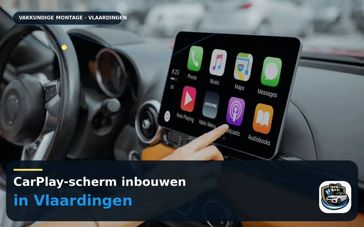 CarPlay Inbouwen Vlaardingen — CarPlay-scherm en smartphone tijdens gebruik