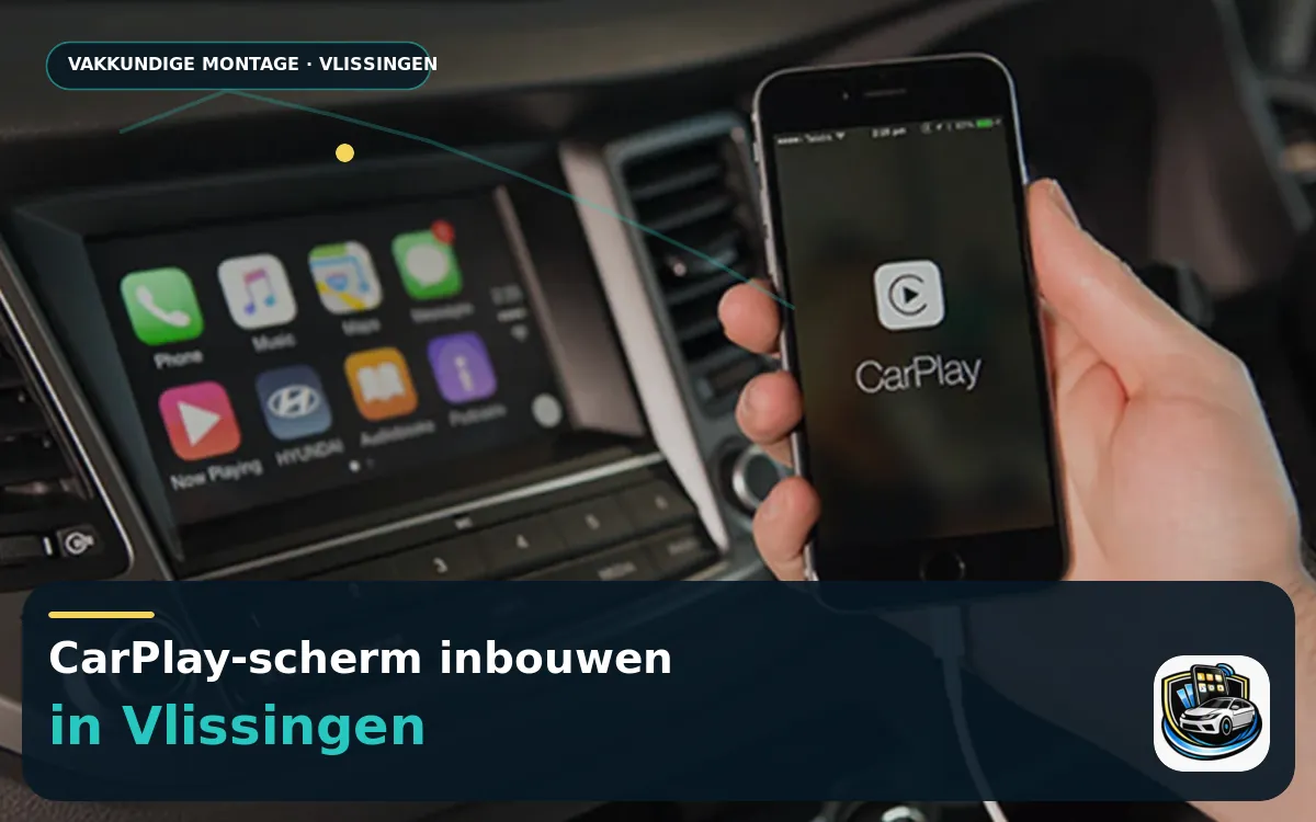 CarPlay Inbouwen Vlissingen — CarPlay-scherm en smartphone tijdens gebruik