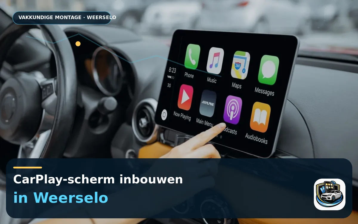 CarPlay Inbouwen Weerselo — CarPlay-scherm en smartphone tijdens gebruik