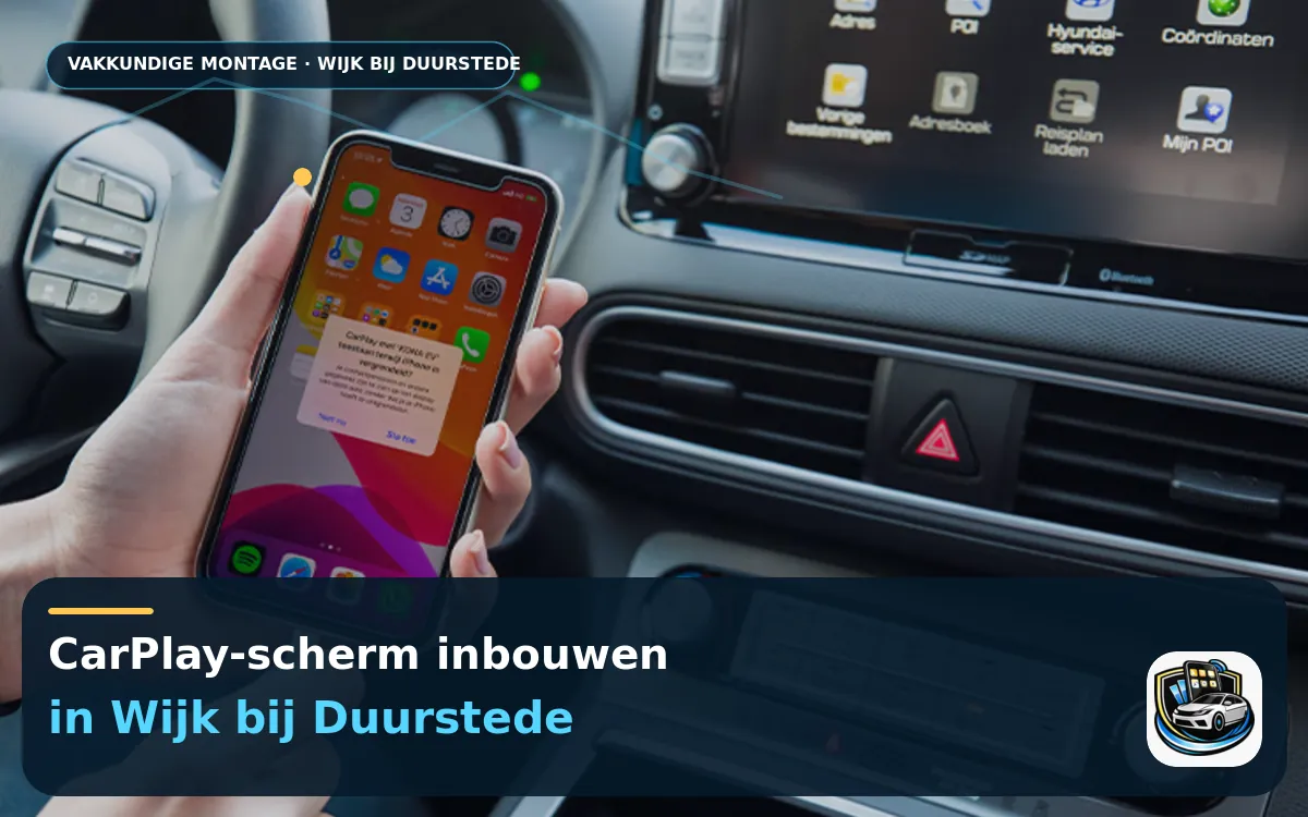 CarPlay Inbouwen Wijk bij Duurstede — CarPlay-scherm en smartphone tijdens gebruik