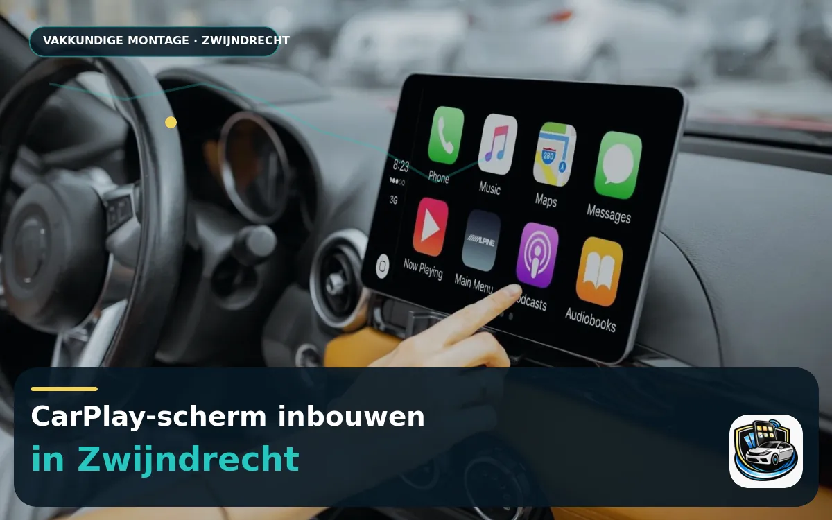 CarPlay Inbouwen Zwijndrecht — CarPlay-scherm en smartphone tijdens gebruik